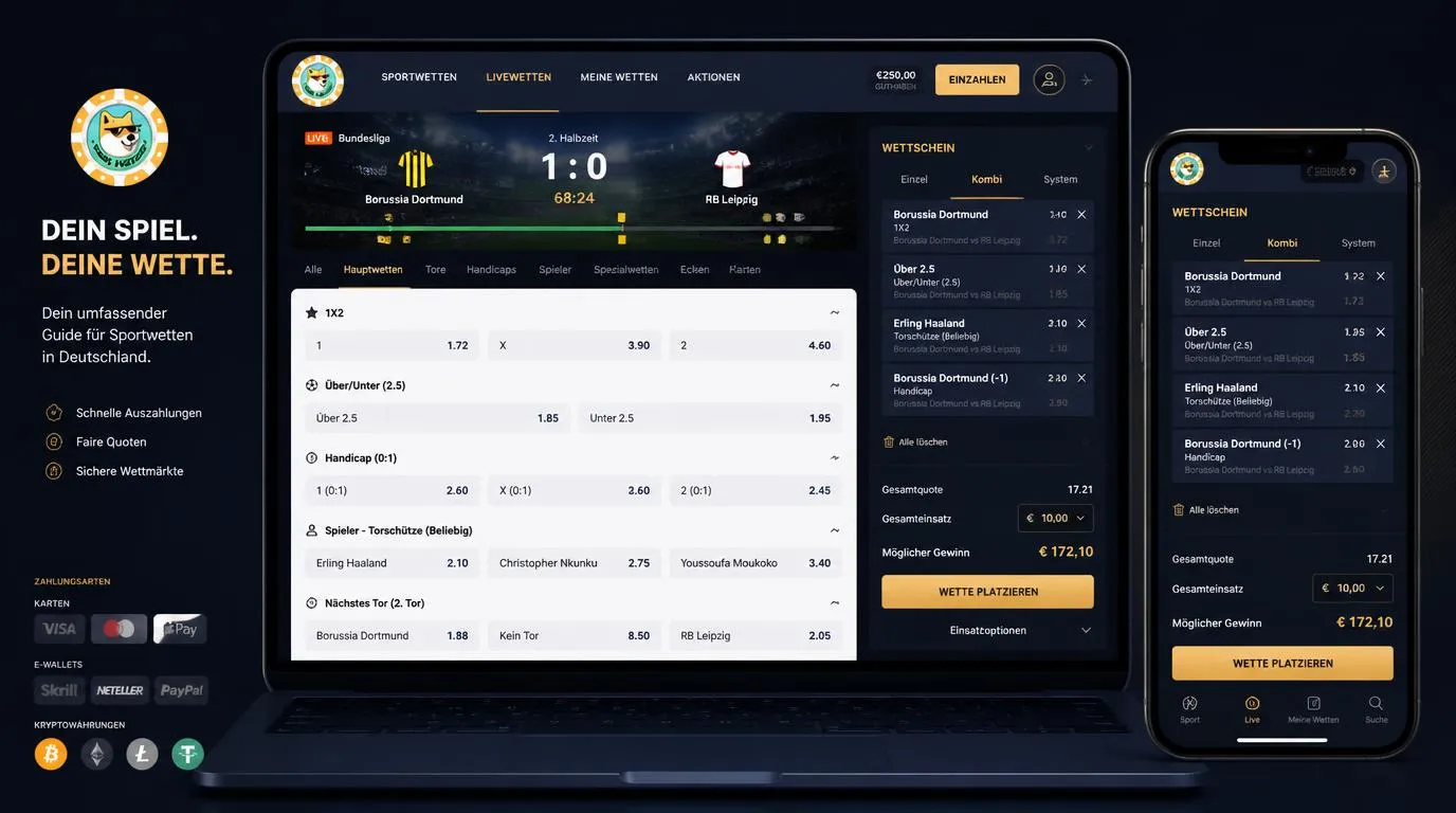 Live-Wettschein mit Fußballmärkten, aktuellen Quoten und Auswahl für Einzel- oder Kombiwetten